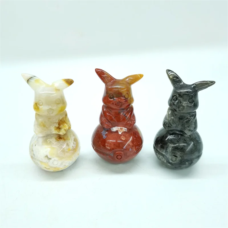 Животные Carvings натуральная Океаническая яшма Larvikite Хрустальная мышь подарок для