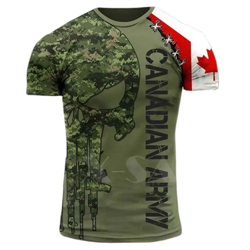 

CANADIAN-ARMY Solidier Canada Country 3D Printed High Quality Men's T-shirts Summer Round Neck Short Sleeve Oversized T Shirts