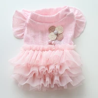 spring fresh pink tutu dress for cat puppy princess wedding party dog dress skirt summer girls puppy york teddy clothes