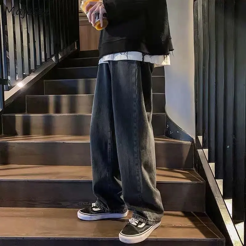 

Men Jeans Baggy Harajuku Retro Autumn Simply All-match Teens High Street Japanese Fashion Popular College Male Trouser Casual BF