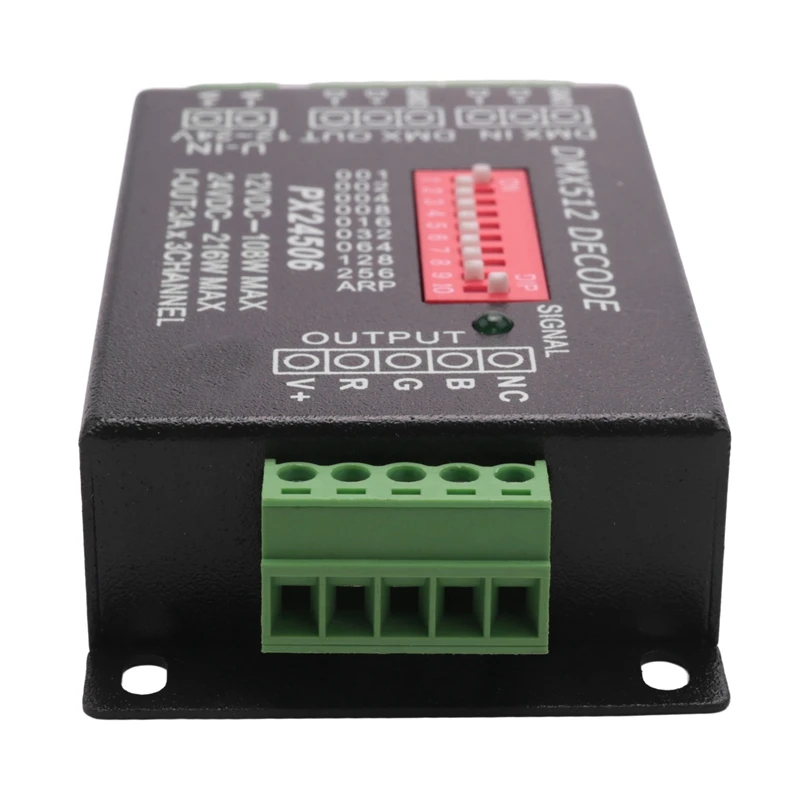 RISE-DC12V 24V PX24506 DMX 512 декодер драйвер усилителя контроллер для светодиодной ленты RGB