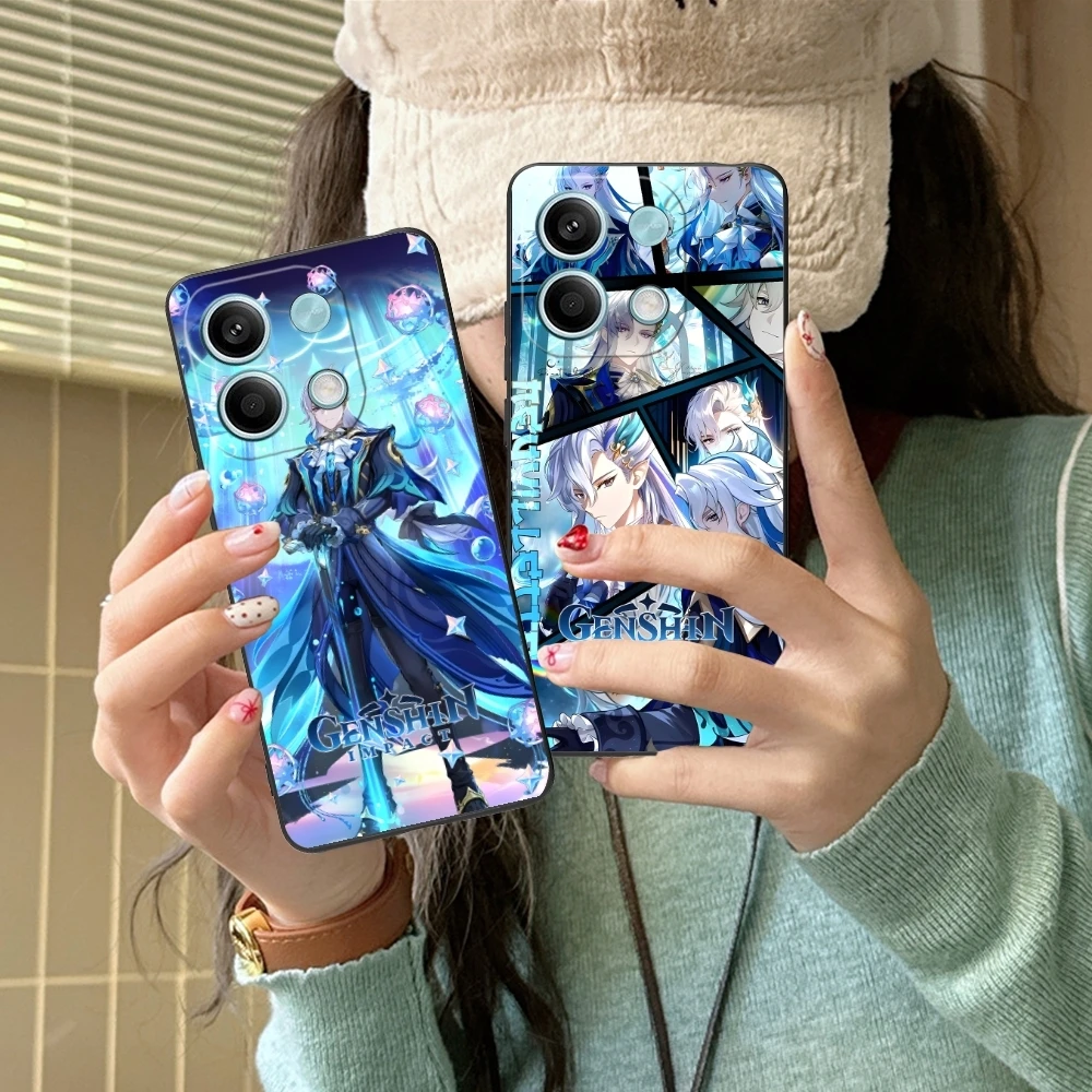 Фото Чехол для сотового телефона Genshin Impact Neuvillette для Xiaomi Redmi Note 13 12 11 10 9 8 7 6 S A Pro Lite Plus 5G, черный чехол №1