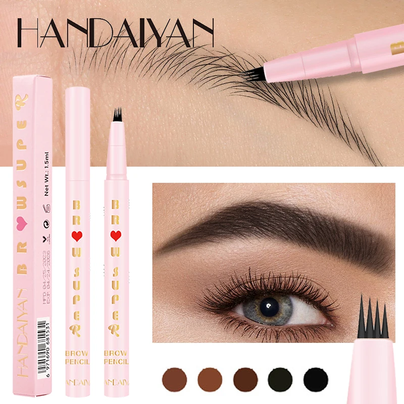 

Новинка карандаш для бровей с четырьмя головками водостойкий устойчивый к поту стойкий Профессиональный тонкий жидкий карандаш для бровей