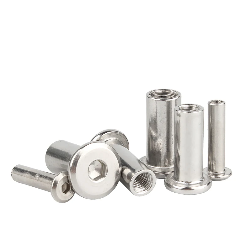 5/ 10/ 20pcs M3 M4 M5 M6 M8 304 Stainless Steel Large Flat Hex Hexagon Socket Head Rivet Connector Insert Joint Sleeve Cap Nut - купить по