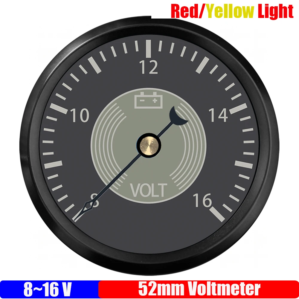 

Новый ретро классический 2 "52 мм указатель вольтметра 8 ~ 16 В напряжение винтажный измеритель напряжения красный, желтый свет для автомобиля, лодки, яхты 12 В