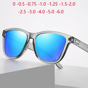 Imported 0 -0.5 -0.75 To -6.0 Colorful Lens Square Prescription Sunglasses Men Polasrized Fashion PC Frame Dr