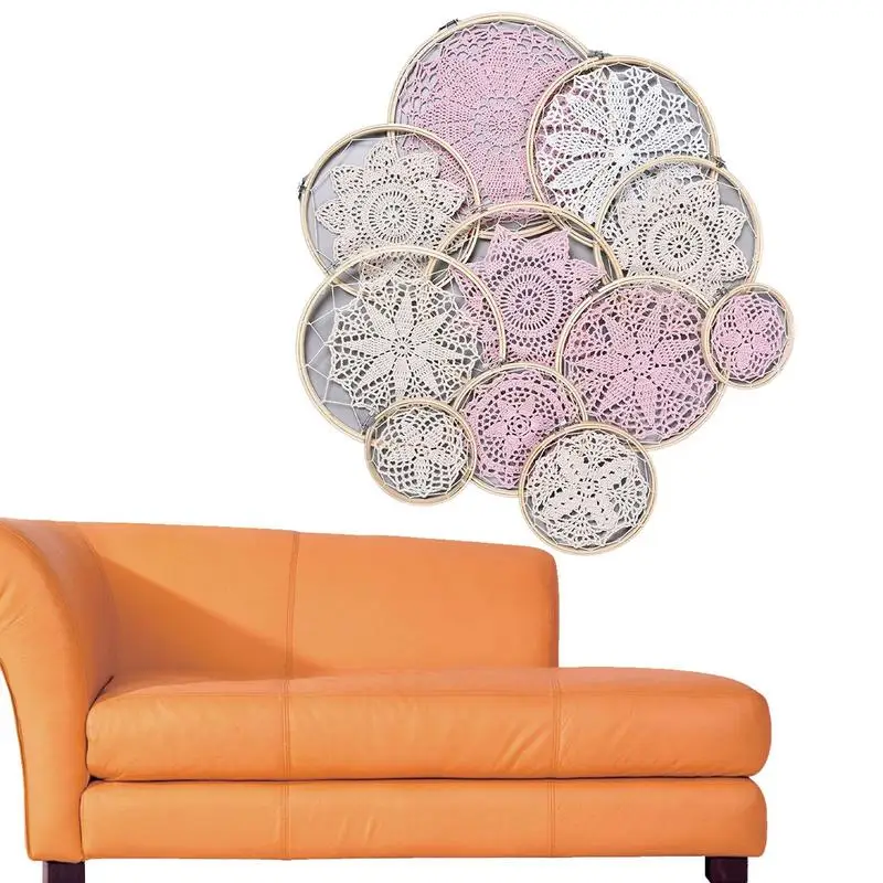 

Кружевной набор «Ловец снов» для детей и взрослых, подвесное украшение, настенное украшение, 11 широких кисточек, 33 тонких кисточек, украшение для спальни и свадьбы