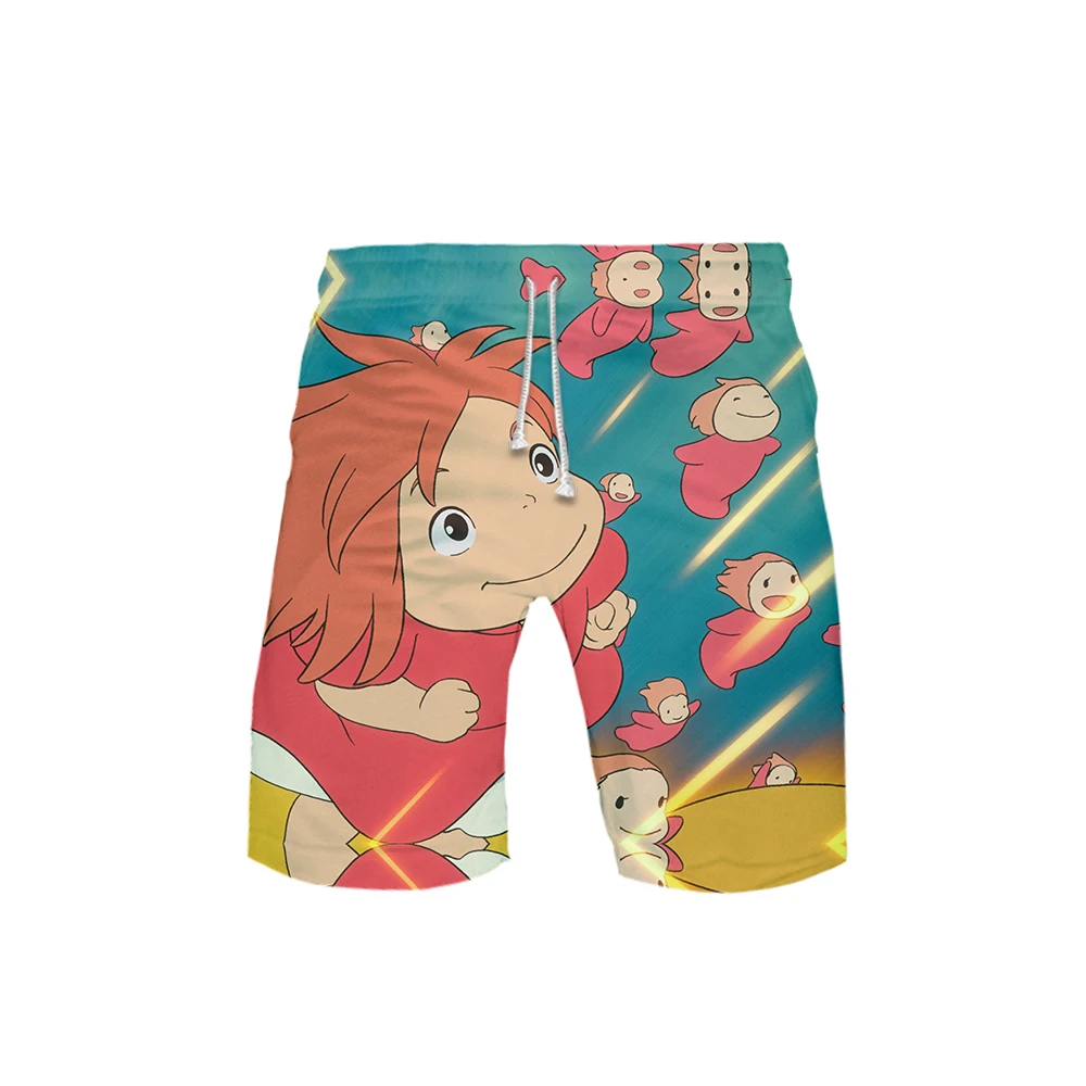 

Милые Пляжные шорты Kawaii Ponyo на скале с 3D плавками, летние быстросохнущие пляжные шорты для плавания, шорты для мальчиков, детские шорты, пляж...