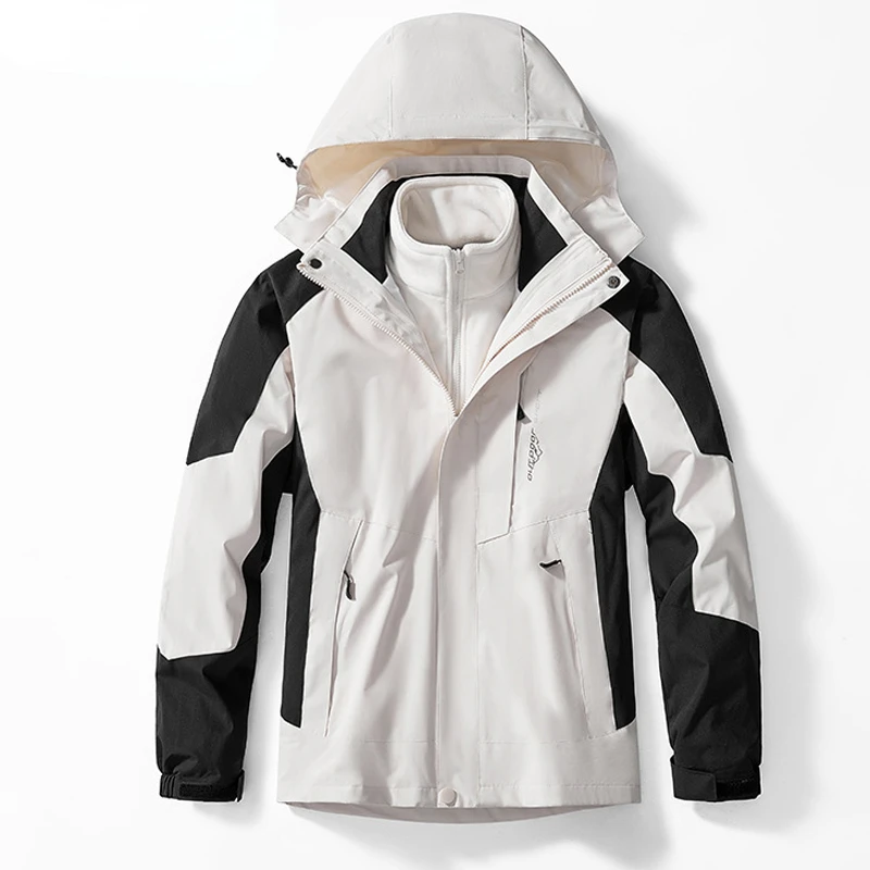 Outdoor Waterproof Suits Men's Women's Two-pieces Sets 3 in 1 Thick Warm Coats Camping Windbreaker Winter Coat Hiking Windproof