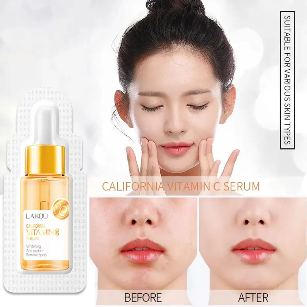 

1.5ml Vitamin C Face Serum Hyaluronic Acid Essence Lines Fade Brighten Anti-aging Whitening Skin Moisturizing Repair Care F W9s3