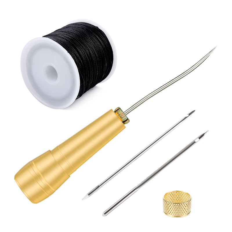 

LMDZ 6PCS Leather Sewing Kit DIY Leather Sewing Awl Needle with Copper Handle Set for Leather Canvas Tent Shoes Repairing Tool