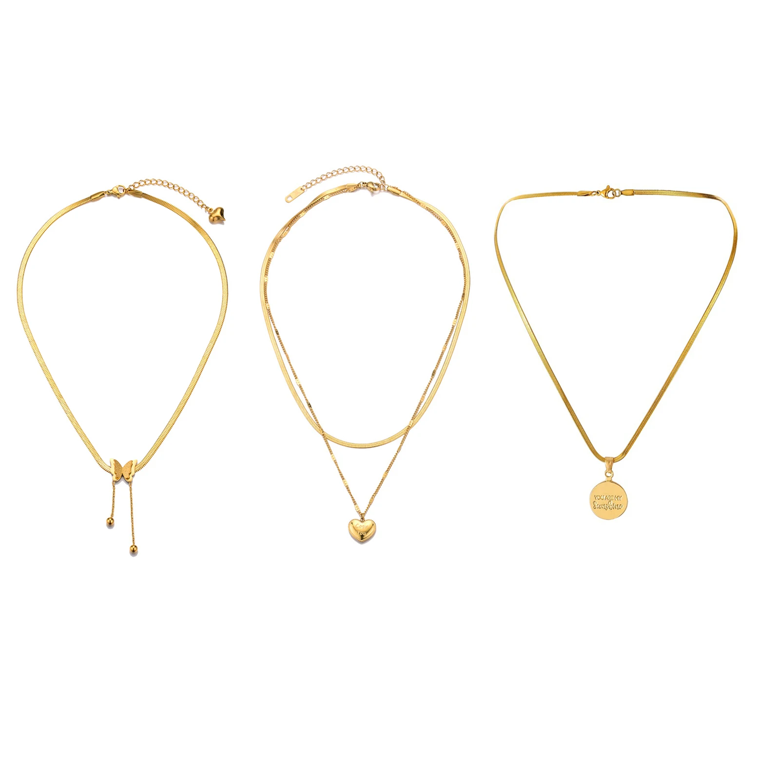 

Stainless Steel Butterfly Charms Pendants Necklace Gold Color Charms Tassel Necklace For Women Party Jewelry Trend Gift,1 Piece