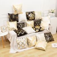 soft short fuzzy square throw pillow covers geometry gold stamping decorative cushion covers pillowcase for sofa couch