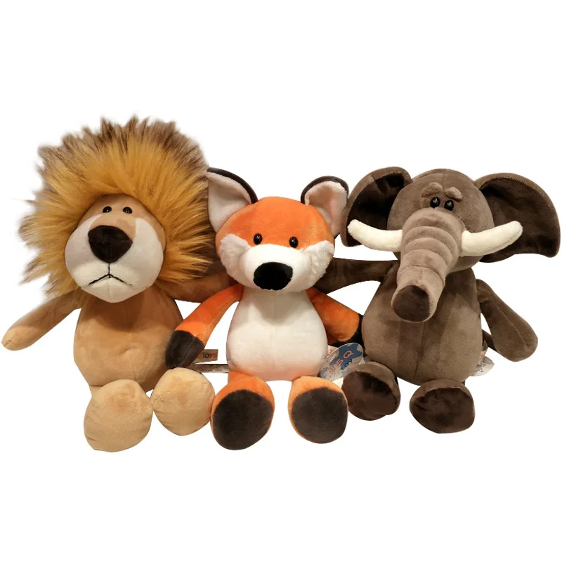 

25cm Simulation Lion Tiger Elephant Monkey Dog Giraffe Raccoon Plush Toy Stuffed Lifelike Forest Animals Doll Toys for Kids Gift