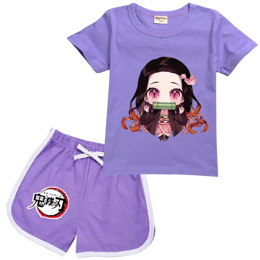 

Anime Demon Slayer Kids Clothes Cotton Sport Tracksuits T-shirts Sweatshirt Suit Cartoon Set Teenager Baby Boys Girls Pyjamas