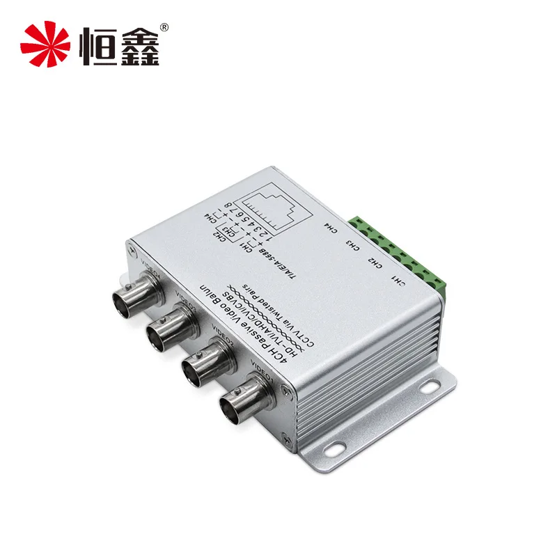 4 Channels Passive Video Balun Receiver Coaxial to RJ45 HDTVI  HDCVI  AHD CVBS Twisted Pair Transmitter Transceiver CCTV System enlarge
