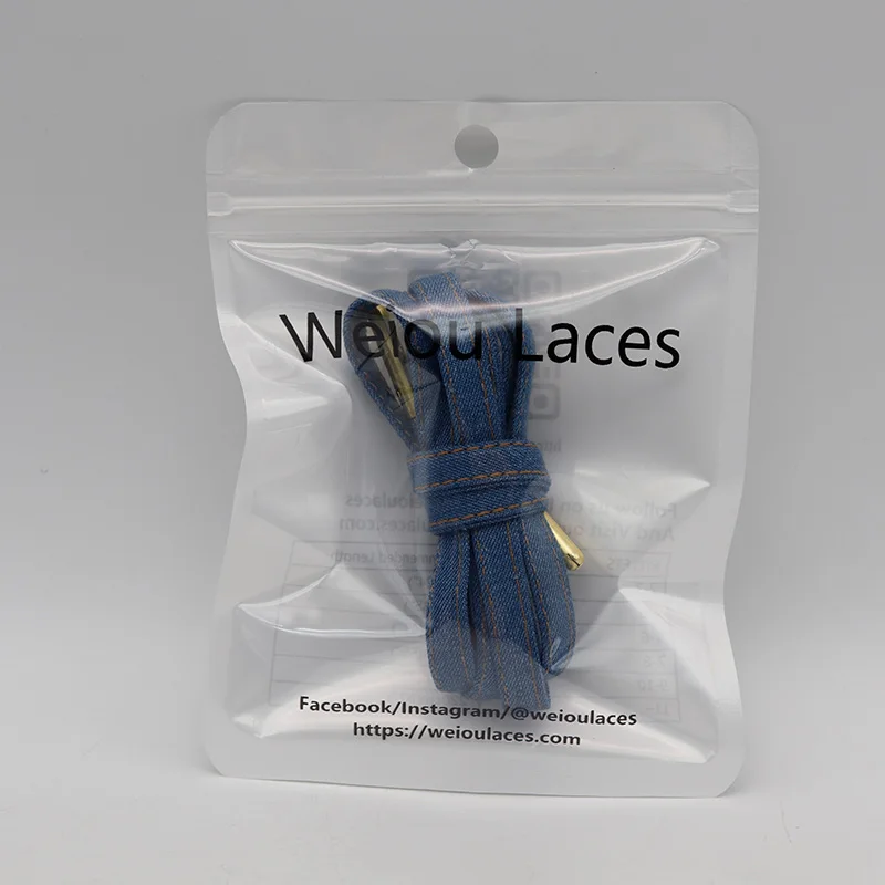 (30Pairs/Lot) Weiou Premium 8mm Width BlackNavyBlue Flat Denim Shoelaces Heavy Duty Wear-resistant Shoe Laces For Sneakers Kicks