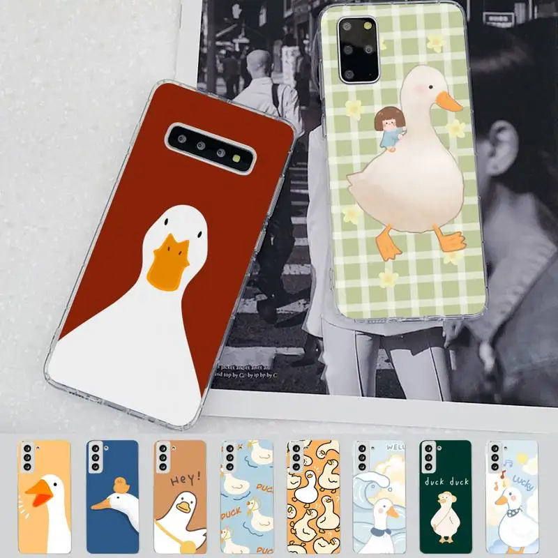 

FHNBLJ Duck Phone Case for Samsung S21 A10 for Redmi Note 7 9 for Huawei P30Pro Honor 8X 10i cover