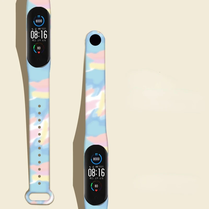 Камуфляжный ремешок для Mi Band 6 5 4 3 сменный силиконовый браслет Xiaomi Miband6 Miband5 Miband4