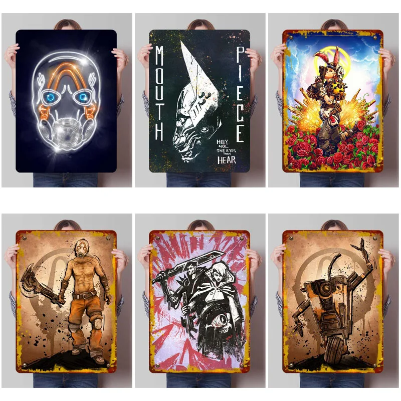 B-Borderlands металлические вывески классические игровые плакаты украшение комнаты