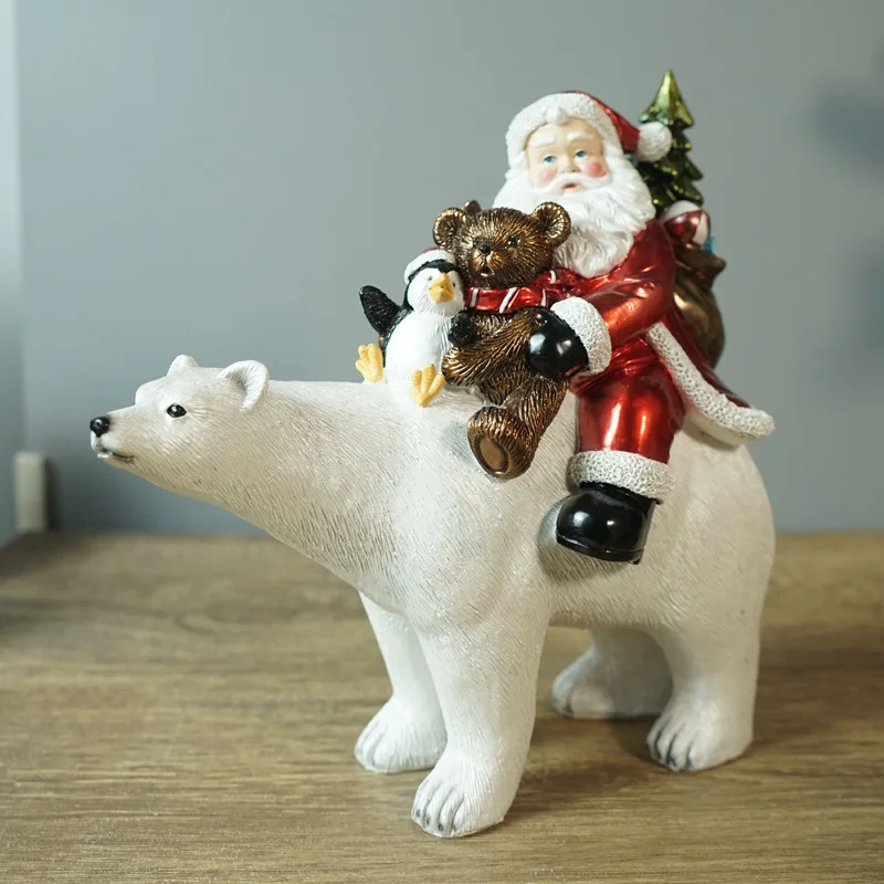 

SIYU Creative Santa Claus Riding A White Bear Christmas Gifts Home Living Room Desktop Decorations