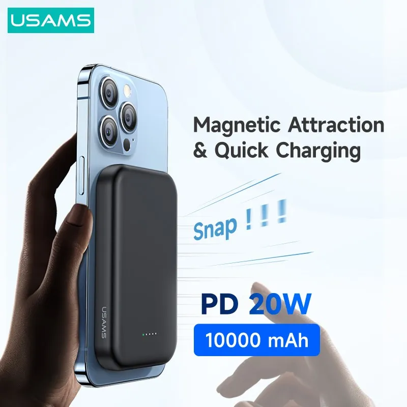 

USAMS 22.5W Magnetic Wireless Power Bank Mini Fast Powerbank PD QC AFC FCP External Battery For iPhone 13 12 Huawei Xiaomi