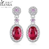 luxury ruby gemstone stud earrings for women solid 925 sterling silver red crystal fashion fine jewelry for wedding christmas