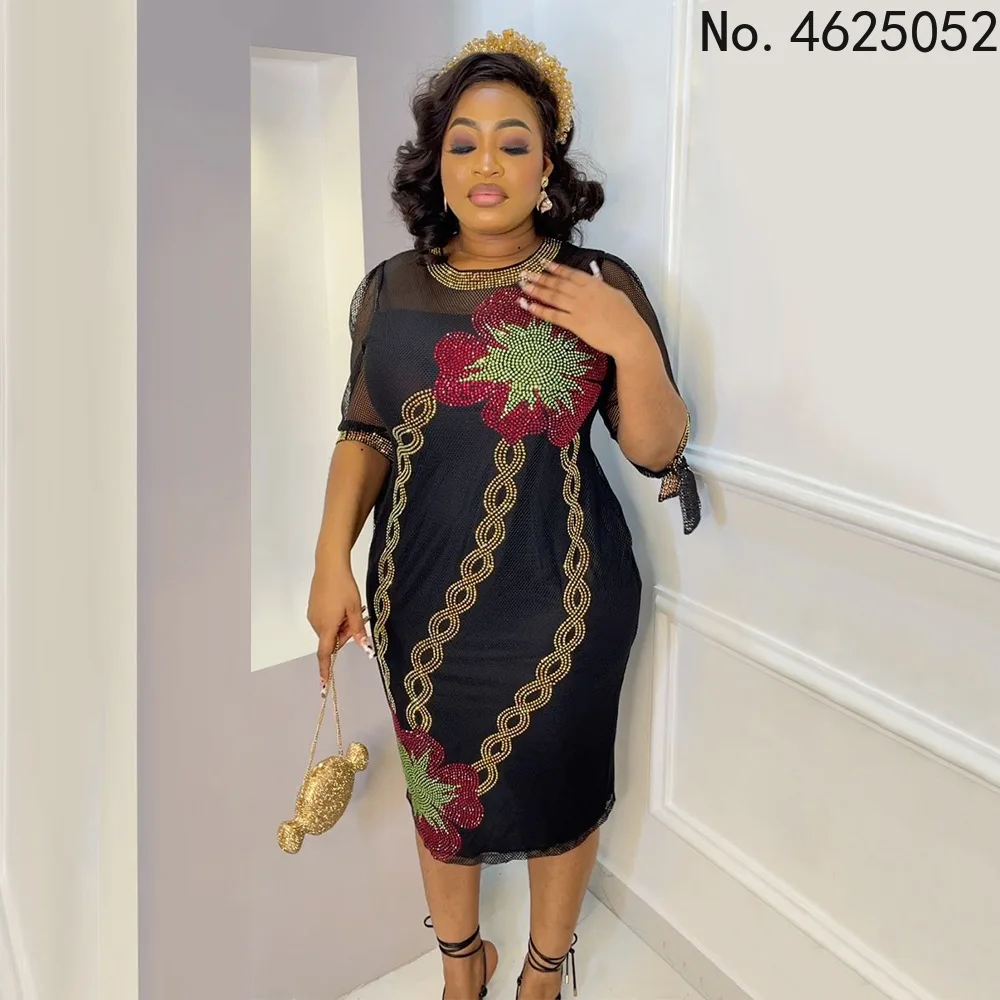 

Африканские платья для женщин, африканские женские Дашики, черные, белые, желтые, красные платья с коротким рукавом, африканская одежда для ...