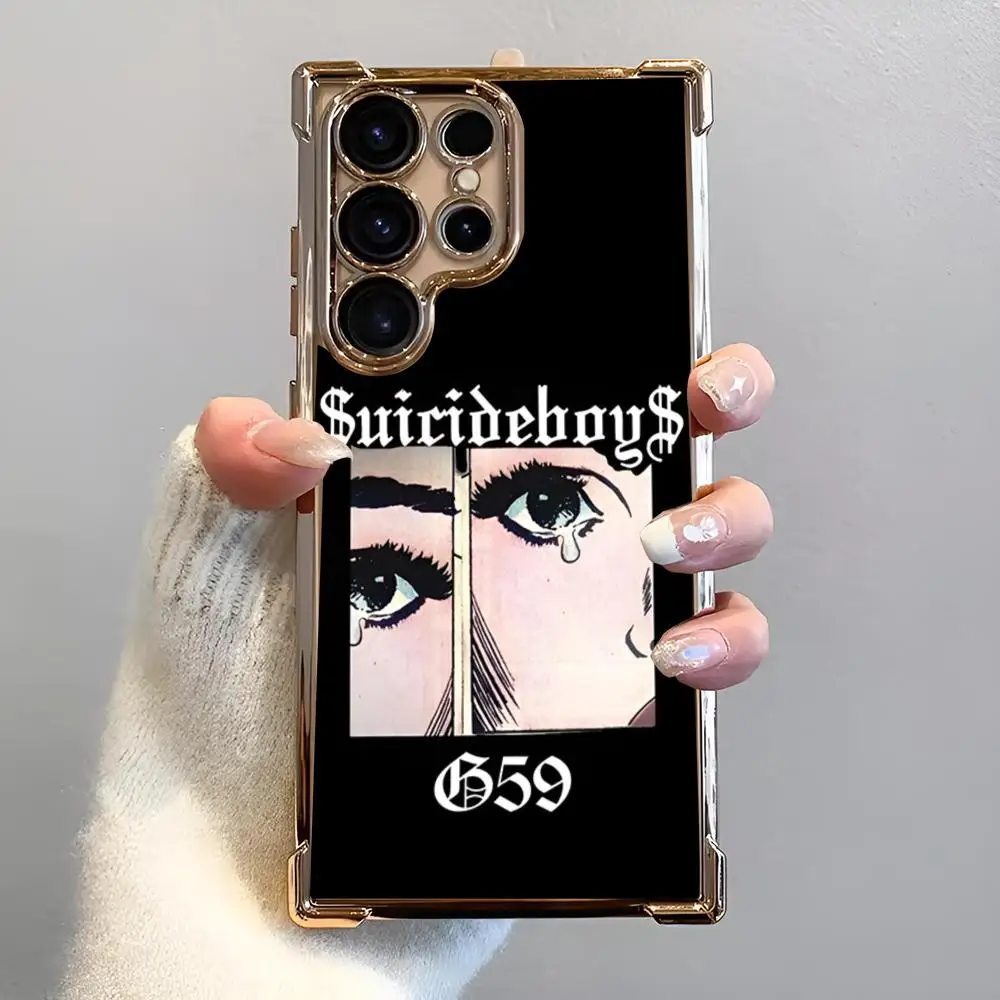 Singer S-$uicideBoy$ RASTAR Чехол для телефона с блестками против падения Samsung S25 S24 Ultra 23 Fe 22 Plus