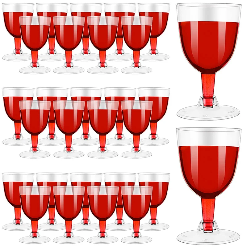 

5Pcs 170ml Clear Plastic Wine Glass Reusable Cups For Champagne Cocktail Dessert Mousse Beer Pudding Cups For Wedding Party Home