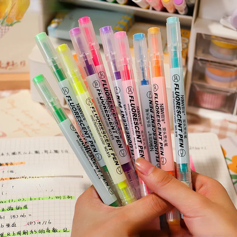 

Double Tip Highlighter Kawaii Colorful Drawing Art Fluorescent Pens Set Student Markers Office Study Marker Pen School Supplies