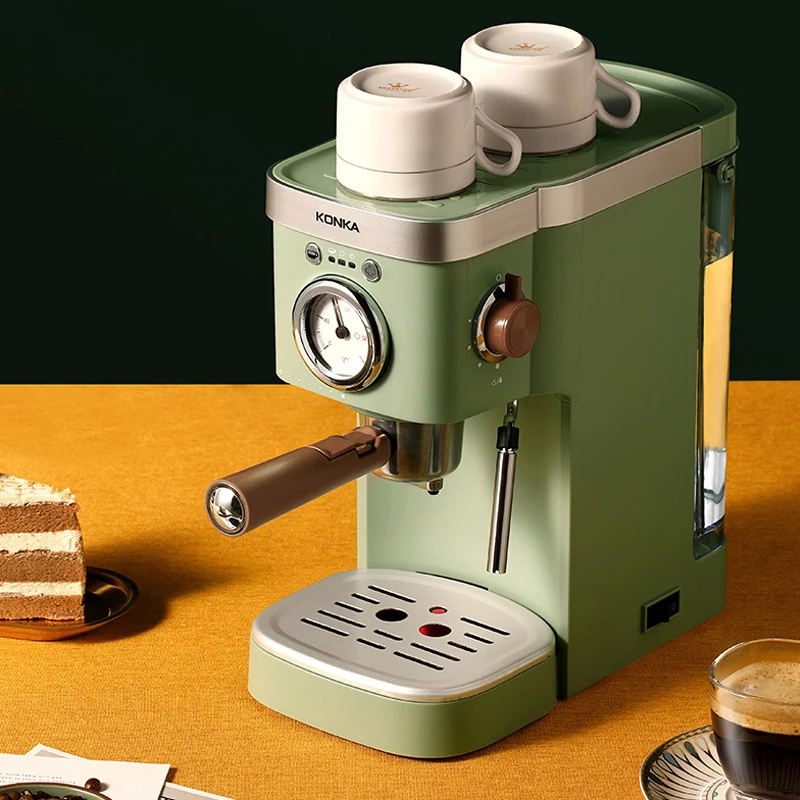 

Espresso Machine Coffee Machine Grinding Integrated1-2L Water Tank, 1050W, Green Half Automatic Coffee & Espresso Machine