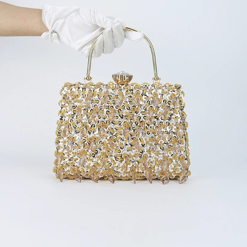 Модная женская темпераментная сумка-тоут для ужина с украшением из бисера