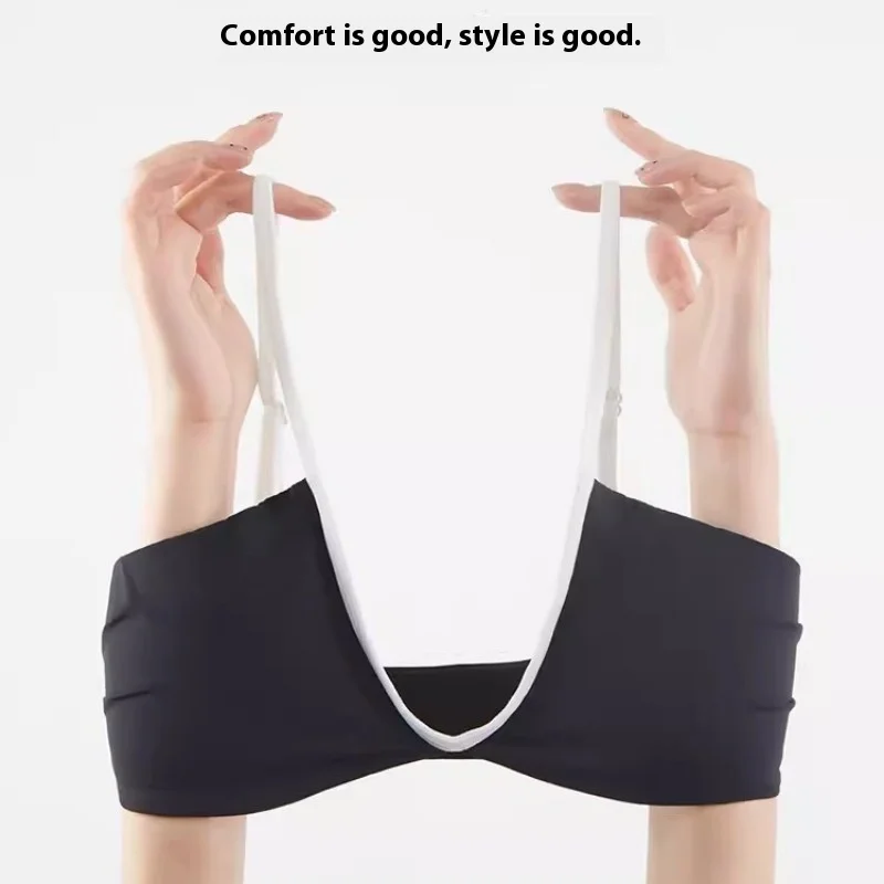 Бюстгальтер пушистый с лямкой на шее без стальных колец