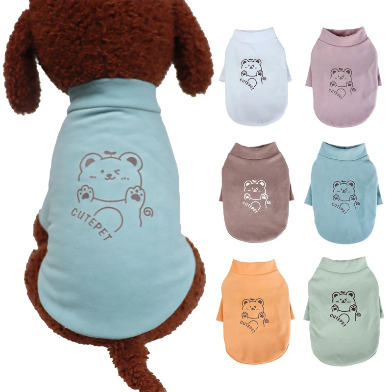 

Printed Bear Pet Two-legged Clothing Pet Sweater Puppy Dog Bottoming Shirt Warm Autumn Winter Short Sleeves Dog Accessories