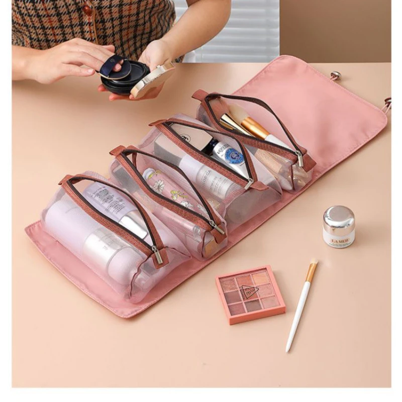

Women's Travel Portable Cosmetic Bag Organizer Large Capacity Toiletry Bag Beauty Box Stacked Travel Cosmetic Storage Bag