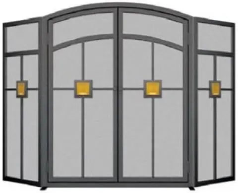 

3-Panel Mission Fireplace Screen,Black