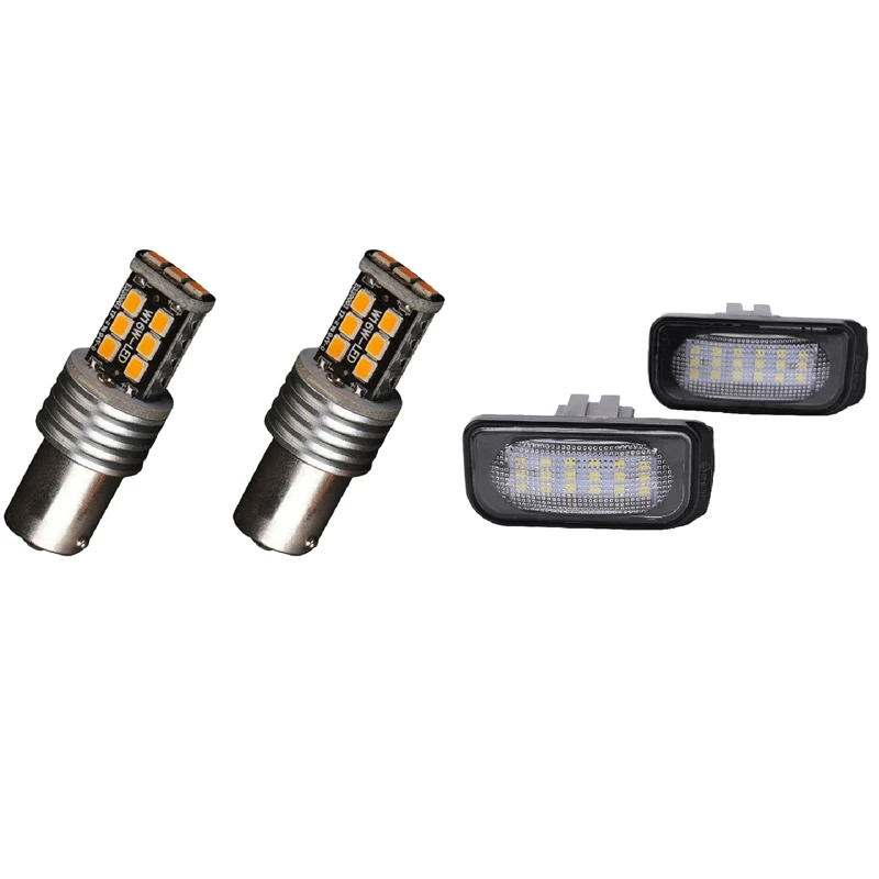 

No Error License Plate Light Base With 2X Amber/Yellow 1156 Ba15s 2835 15W Error Free Car LED Turn Signal Light Bulbs