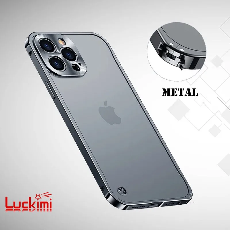 

Luxury Magnetic Metal Frame Phone Case Magsafe For iPhone 13 Pro Max 12 Pro Full Lens Glass Cover Frosted Transparent Back Cover