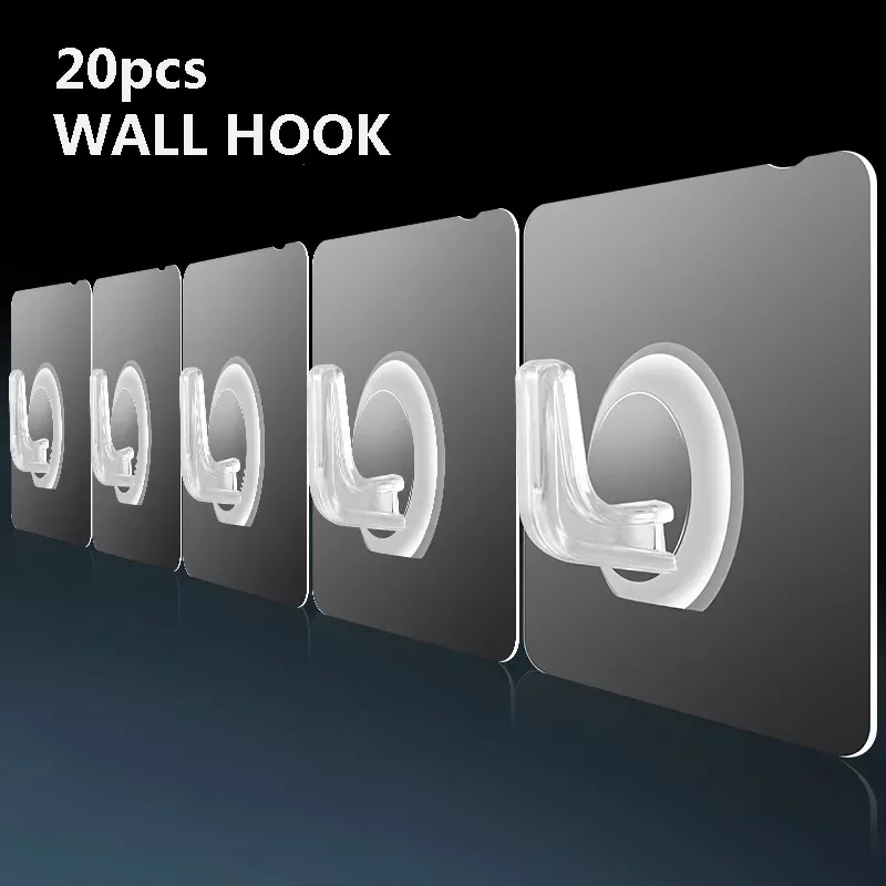

Transparent Wall Hook 20pcs Strong Self Adhesive Door Wall Hangers Hooks Suction Heavy Load Rack Cup Sucker for Kitchen Bathroom