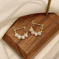 2022 korean wave summer new baroque freshwater pearl temperament stud earrings female ins popular light luxury accessories gifts