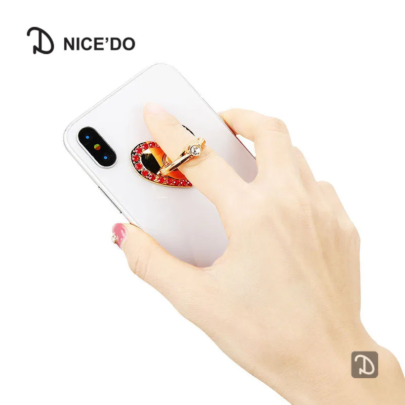 

5 Pieces DIY Heart-Shaped Mobile Phone Ring Buckle Love Diamond-Studded Mobile Phone Bracket Back Sticker Universal Lazy