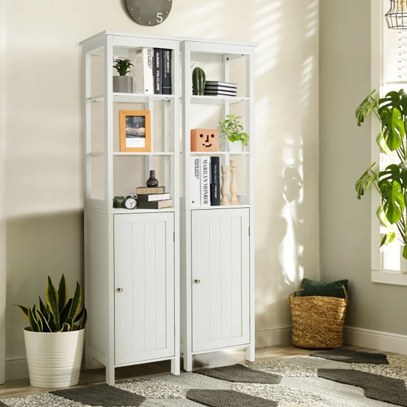 Price Freestanding Storage Cabinet Bookcase Storage Shelf with 3 Tier Shelf and Door for Bathroom Bedroom Living Room