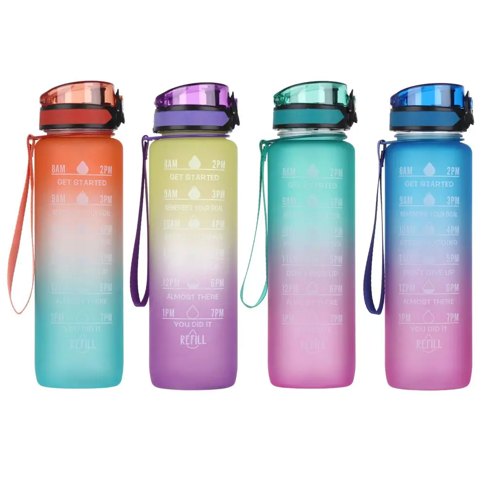 

1L Portable Travel Fitness Outdoor Sports Drinking Cups Leak-proof Water Bottle with Time Maker