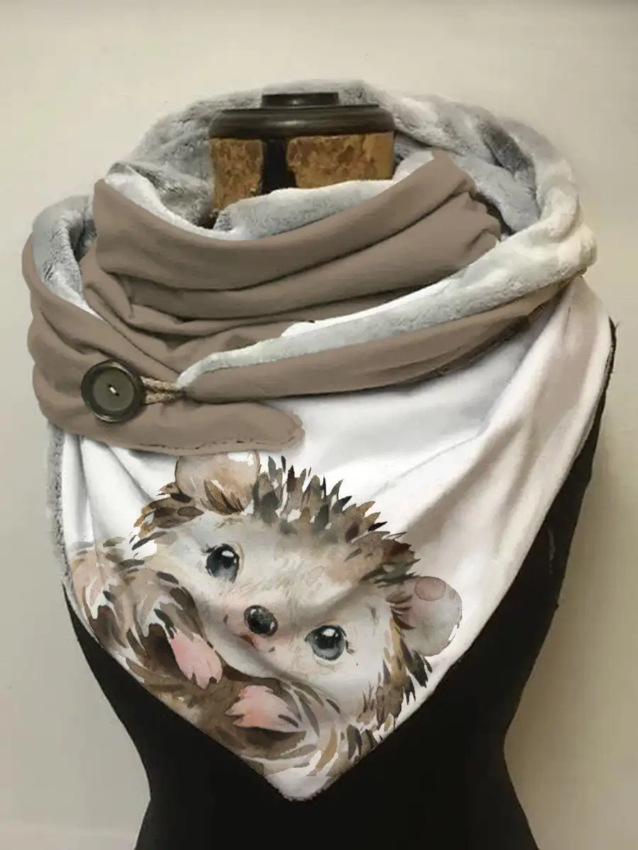 

Women's Autumn And Winter Watercolor Cute Hedgehog Shawl Scarf