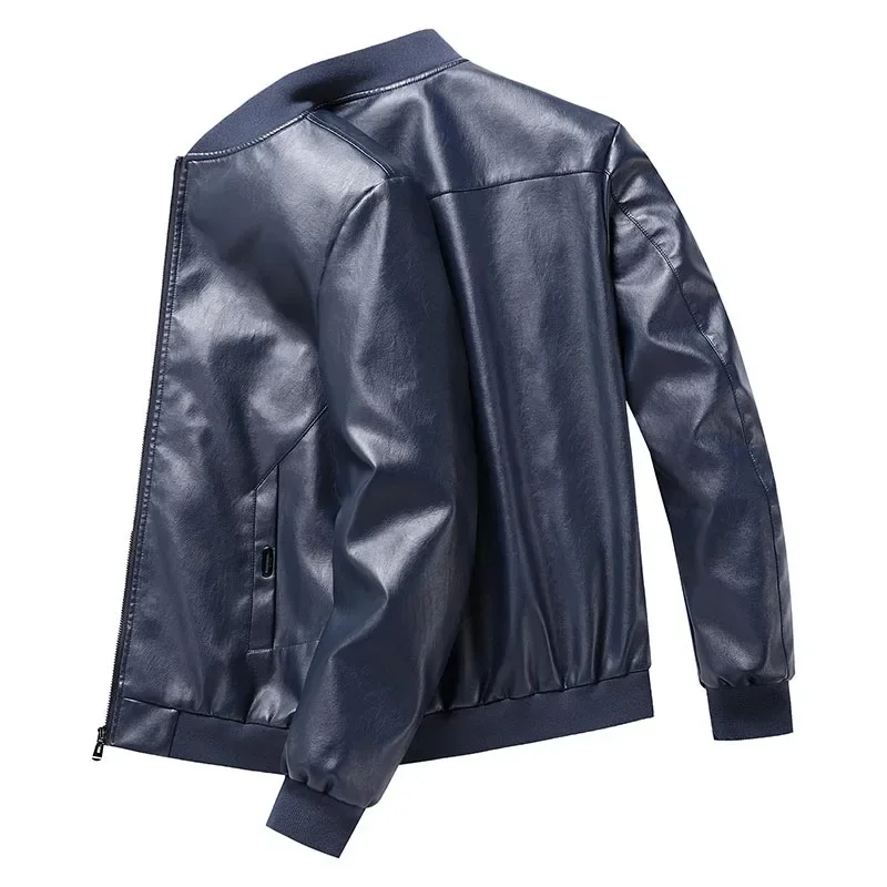 Демисезонная Мужская мотоциклетная повседневная кожаная куртка из
