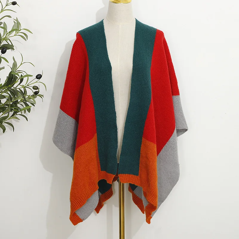 Autumn Winter Cardigan Shawl Women Wear Thin Top Sunscreen Shirt Fashion Street Poncho Lady Capes Red Cloaks