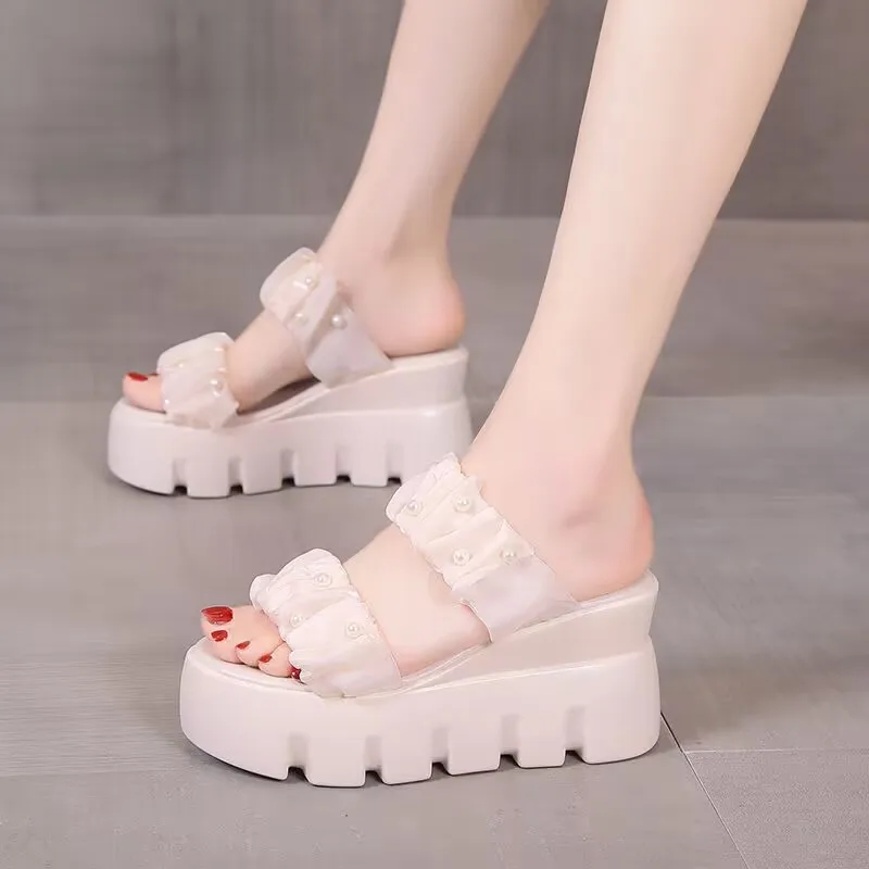 Женские тапочки на высоком каблуке Новинка лета 2023 универсальные модные