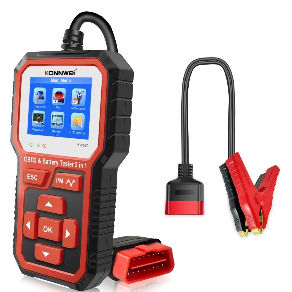 KONNWEI KW681 6 В 12 автомобильный мотоциклетный аккумуляторный тестер Obd 2