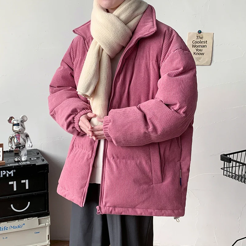 Winter Jacket Men Warm Fashion Casual Thickened Corduroy Jacket Men Streetwear Korean Loose Thick Short Coat Mens Large Size